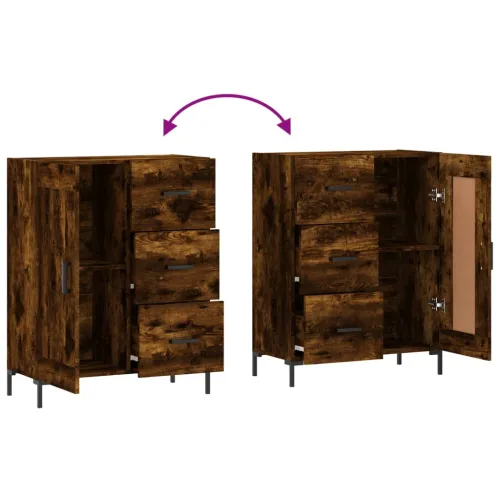 Komoda boja dimljenog hrasta 69,5x34x90 cm konstruirano drvo - Dimljeni hrast Cijena
