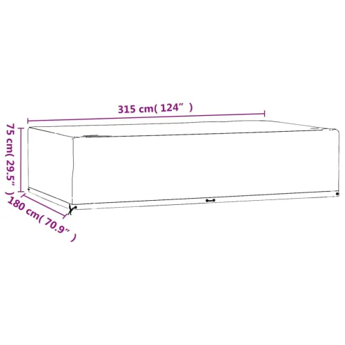 Navlaka za vrtni namještaj s 12 ušica 315x180x75 cm pravokutna - 315 x 180 x 75 cm 1 Cijena