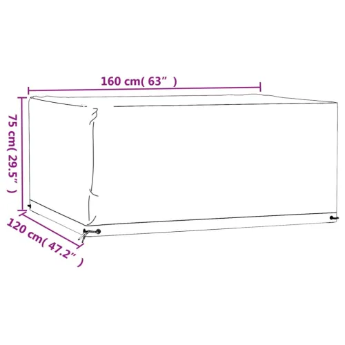 Navlaka za vrtni namještaj sa 8 ušica 160x120x75 cm pravokutna - 160 x 120 x 75 cm 1 Cijena
