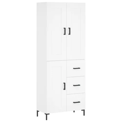 Visoka komoda bijela 69,5x34x180 cm konstruirano drvo - Bijela 1 1 drvena vrata 3 ladice Cijena