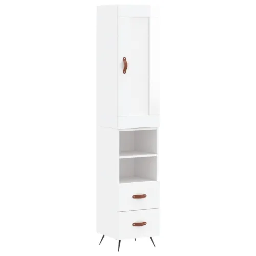 Visoka komoda sjajna bijela 34,5x34x180 cm konstruirano drvo - Visoko sjajno bijela 1 2 ladice 2 police Cijena