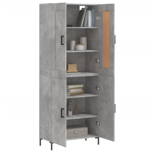 Visoka komoda siva betona 69,5x34x180 cm od konstruiranog drva - Beton siva 1 2 vrata Cijena