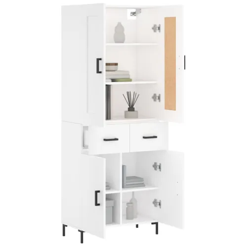 Visoka komoda bijela 69,5x34x180 cm konstruirano drvo - Bijela 1 2 vrata 2 ladice Cijena