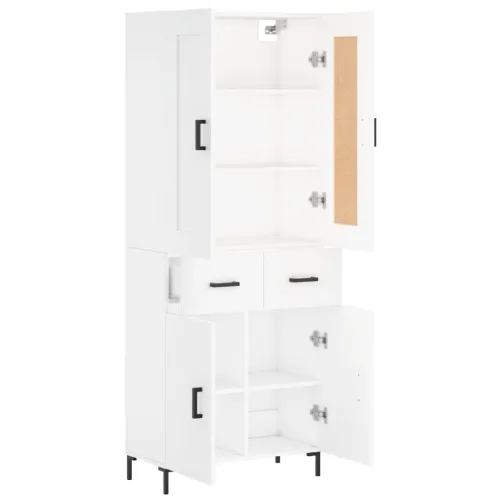Visoka komoda bijela 69,5x34x180 cm konstruirano drvo - Bijela 1 2 vrata 2 ladice Cijena