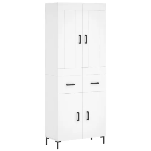 Visoka komoda bijela 69,5x34x180 cm konstruirano drvo - Bijela 1 2 vrata 2 ladice Cijena
