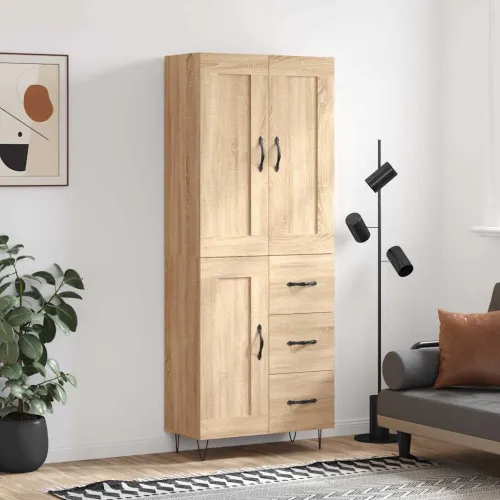 Visoka komoda hrasta sonome 69,5x34x180cm od konstruiranog drva - sonoma hrast 1 1 drvena vrata 3 ladice Sonoma hrast Cijena