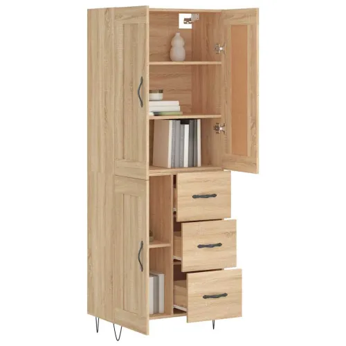 Visoka komoda hrasta sonome 69,5x34x180cm od konstruiranog drva - sonoma hrast 1 1 drvena vrata 3 ladice Sonoma hrast Cijena