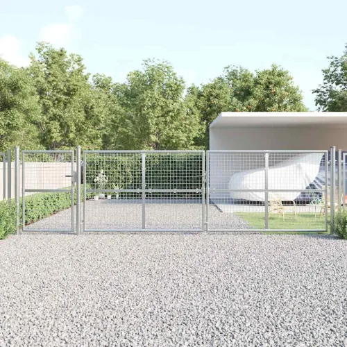 Dvorišna vrata - Vrtna vrata od mreže srebrne boje 500 x 125 cm, pocinčani čelik - Srebrno 500 x 125 cm Cijena