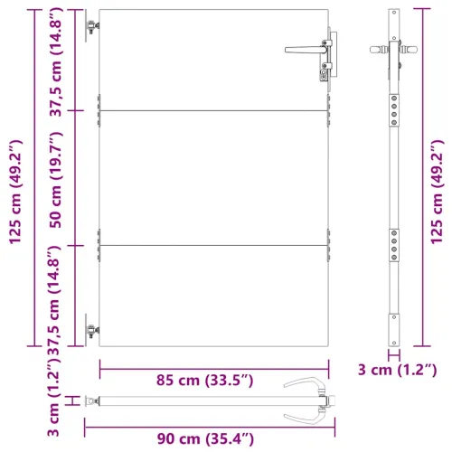 Dvorišna vrata - Vrtna vrata 85 x 125 cm od čelika COR-TEN - 85 x 125 cm 85 x 125 cm Rđa Cijena
