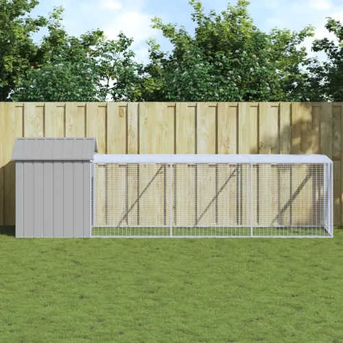 Kavez za kokoši s igralištem svjetlosivi 117x405x123 cm čelični - Svjetlosiva 117 x 405 x 123 cm Svjetlosiva 117 x 405 x 123 cm Cijena