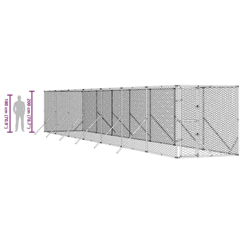 Vanjski kavez za pse srebrni 2 x 14 x 2 m od pocinčanog čelika - 2 x 14 x 2 m Cijena