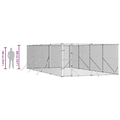 Vanjski kavez za pse srebrni 4 x 8 x 2 m od pocinčanog čelika - 4 x 8 x 2 m Cijena