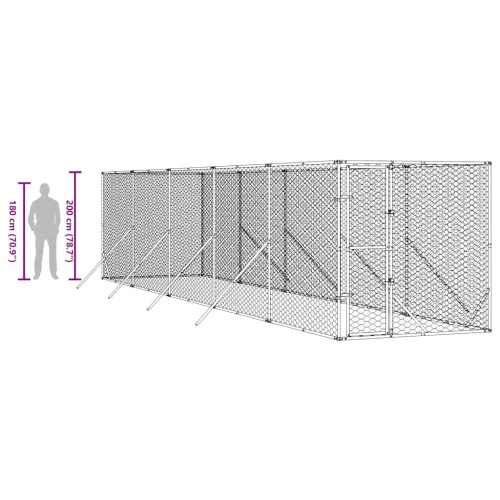 Vanjski kavez za pse srebrni 2 x 10 x 2 m od pocinčanog čelika - 2 x 10 x 2 m Cijena