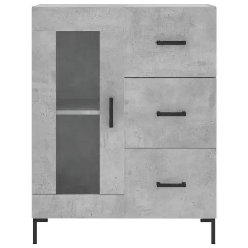 Visoka komoda siva betona 69,5x34x180 cm od konstruiranog drva - Beton siva 1 1 staklena vrata 3 ladice Cijena