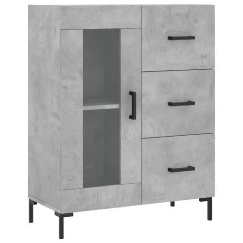 Visoka komoda siva betona 69,5x34x180 cm od konstruiranog drva - Beton siva 1 1 staklena vrata 3 ladice Cijena