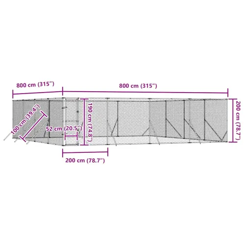 Vanjski kavez za pse srebrni 8 x 8 x 2 m od pocinčanog čelika - 8 x 8 x 2 m Cijena