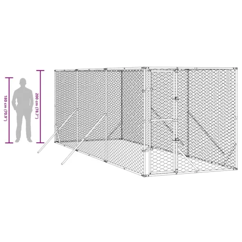 Vanjski kavez za pse srebrni 2 x 6 x 2 m od pocinčanog čelika - 2 x 6 x 2 m Cijena