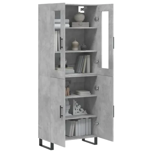 Visoka komoda siva betona 69,5x34x180 cm od konstruiranog drva - Beton siva 1 2 vrata Cijena