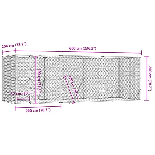 Vanjski kavez za pse srebrni 6 x 2 x 2 m od pocinčanog čelika - 6 x 2 x 2 m Cijena