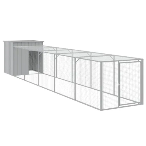 Kavez za kokoši s igralištem svjetlosivi 110x609x110 cm čelični - Svjetlosiva 110 x 609 x 110 cm Svjetlosiva 110 x 609 x 110 cm Cijena