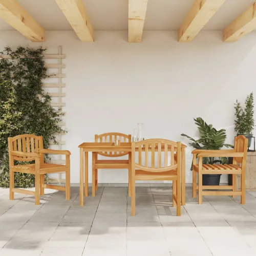 Vrtna garnitura - 5-dijelni vrtni blagovaonski set od masivne tikovine - Dužina stola 140 cm 4 x stolica + stol Cijena
