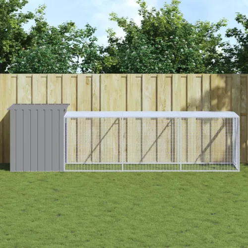 Kavez za kokoši s igralištem svjetlosivi 110x405x110 cm čelični - Svjetlosiva 110 x 405 x 110 cm Svjetlosiva 110 x 405 x 110 cm Cijena
