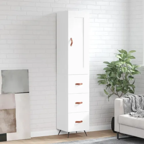 Visoka komoda bijeli 34,5x34x180 cm od konstruiranog drva - Bijela 1 3 ladice Cijena