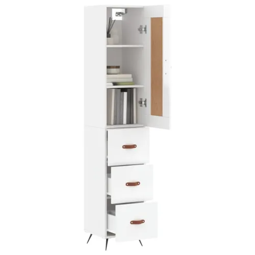 Visoka komoda sjajna bijela 34,5x34x180 cm konstruirano drvo - Visoko sjajno bijela 1 3 ladice Cijena