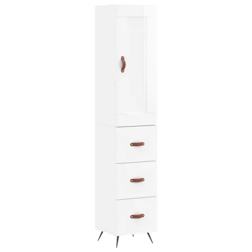 Visoka komoda sjajna bijela 34,5x34x180 cm konstruirano drvo - Visoko sjajno bijela 1 3 ladice Cijena