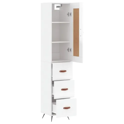 Visoka komoda sjajna bijela 34,5x34x180 cm konstruirano drvo - Visoko sjajno bijela 1 3 ladice Cijena