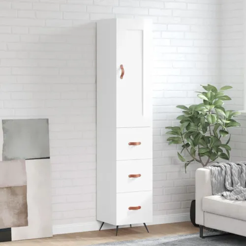 Visoka komoda sjajna bijela 34,5x34x180 cm konstruirano drvo - Visoko sjajno bijela 1 3 ladice Cijena