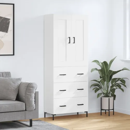 Visoka komoda bijela 69,5x34x180 cm konstruirano drvo - Bijela 1 3 ladice Cijena