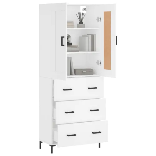 Visoka komoda bijela 69,5x34x180 cm konstruirano drvo - Bijela 1 3 ladice Cijena