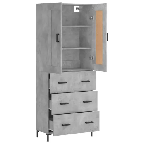 Visoka komoda siva betona 69,5x34x180 cm od konstruiranog drva - Beton siva 1 3 ladice Cijena
