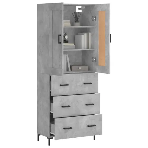 Visoka komoda siva betona 69,5x34x180 cm od konstruiranog drva - Beton siva 1 3 ladice Cijena