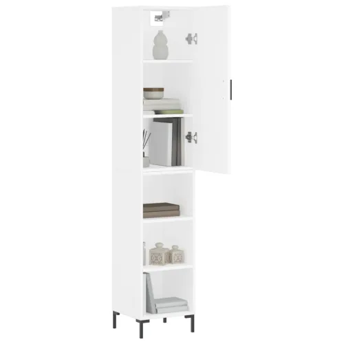 Visoka komoda bijeli 34,5x34x180 cm od konstruiranog drva - Bijela 1 3 police Bijela Cijena