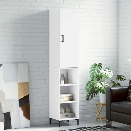 Visoka komoda bijeli 34,5x34x180 cm od konstruiranog drva - Bijela 1 3 police Bijela Cijena