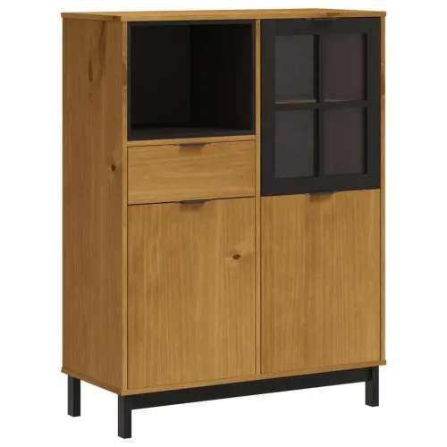 Visoka komoda sa staklenim vratima FLAM 92x40x122,5 cm borovina Cijena