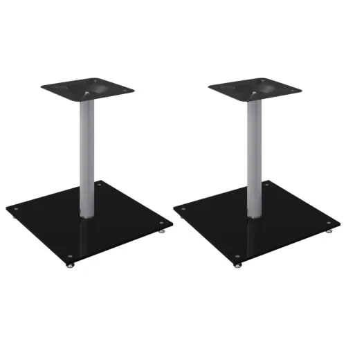 Stalci za zvučnike crno-srebrni 2 kom kaljeno staklo s 1 stupom - Crna i srebrna 40 x 40 x 46 cm Crna i srebrna 40 x 40 x 46 cm Cijena