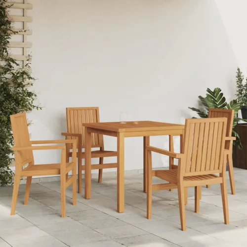 Vrtna garnitura - 5-dijelni vrtni blagovaonski set od masivne tikovine - Dužina stola 80 cm 4 Cijena