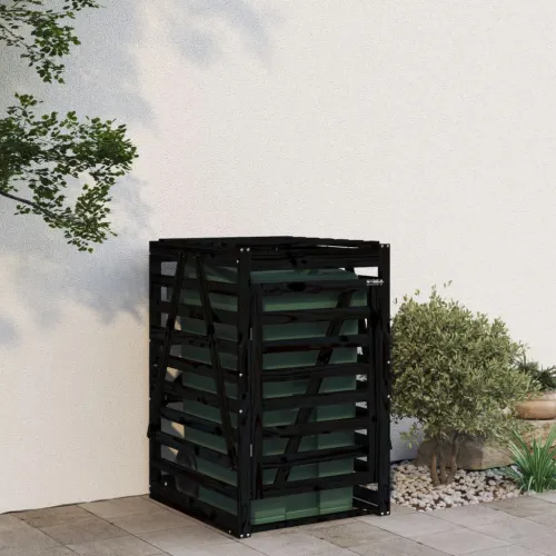 Spremište za kantu za smeće crno 84x90x128,5 cm od borovine - Crna boja bora 84 x 90 x 128.5 cm 1 1 Cijena