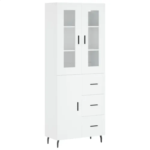 Visoka komoda bijela 69,5x34x180 cm konstruirano drvo - Bijela 1 1 vrata 3 ladice Bijela Cijena