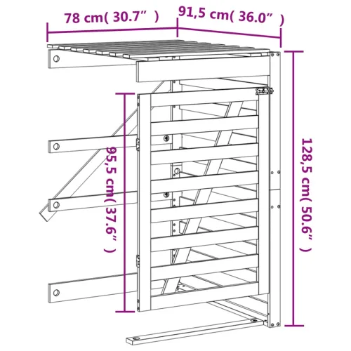 Produžetak spremišta za kantu za smeće crni od masivne borovine - Crna boja bora 78 x 91.5 x 128.5 cm Cijena