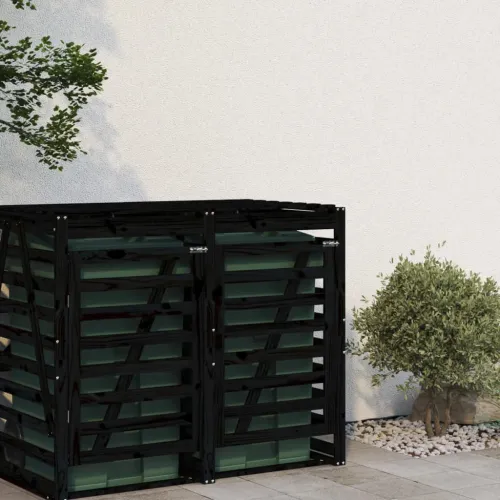 Produžetak spremišta za kantu za smeće crni od masivne borovine - Crna boja bora 78 x 91.5 x 128.5 cm Cijena