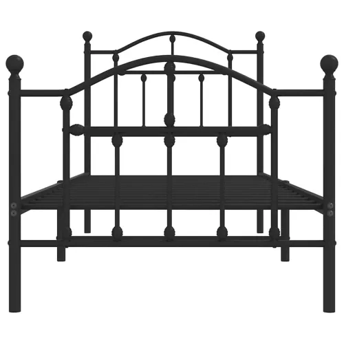 Metalni okvir kreveta uzglavlje i podnožje crni 90 x 200 cm - Crna 90 x 200 cm s uzglavljem i podnožjem Cijena