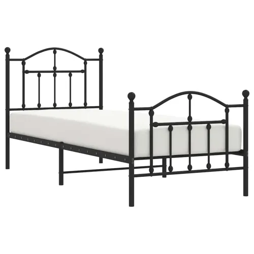 Metalni okvir kreveta uzglavlje i podnožje crni 90 x 200 cm - Crna 90 x 200 cm s uzglavljem i podnožjem Cijena