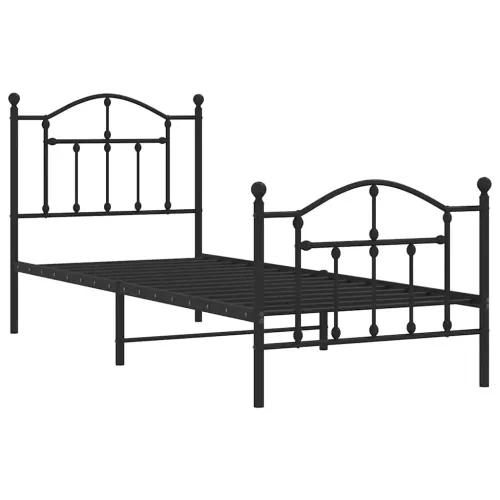Metalni okvir kreveta uzglavlje i podnožje crni 90 x 200 cm - Crna 90 x 200 cm s uzglavljem i podnožjem Cijena