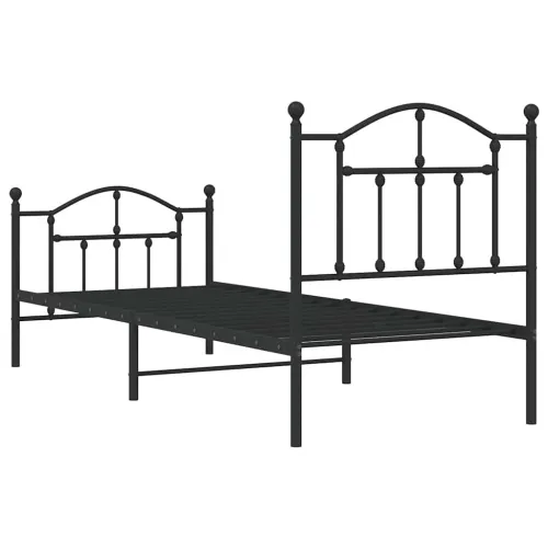 Metalni okvir kreveta uzglavlje i podnožje crni 90 x 200 cm - Crna 90 x 200 cm s uzglavljem i podnožjem Cijena