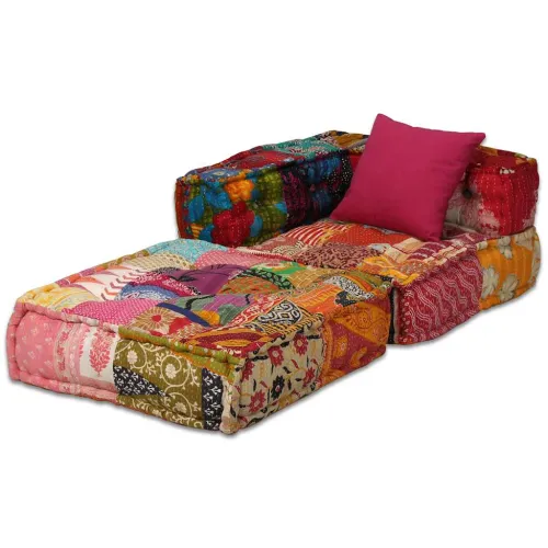Modularni tabure za 2 osobe od tkanine s patchworkom - Patchwork 1 Dvosjed s naslonima za leđa i ruke Cijena