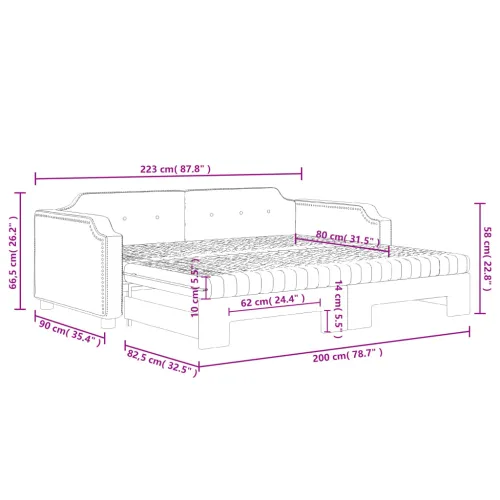 Dnevni krevet na razvlačenje krem 80 x 200 cm od tkanine - Krema 80 x 200 cm s krevetom na izvlačenje i madracem Krema Cijena